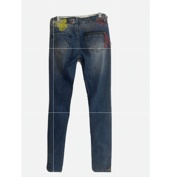 Desigual Love & Learn Donato Skinny Jeans Embroidered Distressed Stretch Slim 28 - Picture 4 of 7
